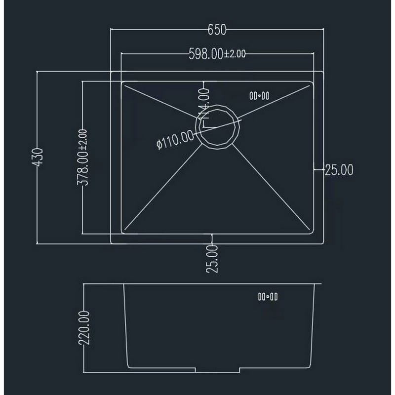 Мийка сталева Under top L STEEL S304 (650*430*220mm) GRANADO Мийка сталева Under top L STEEL S304 (650*430*220mm) GRANADO