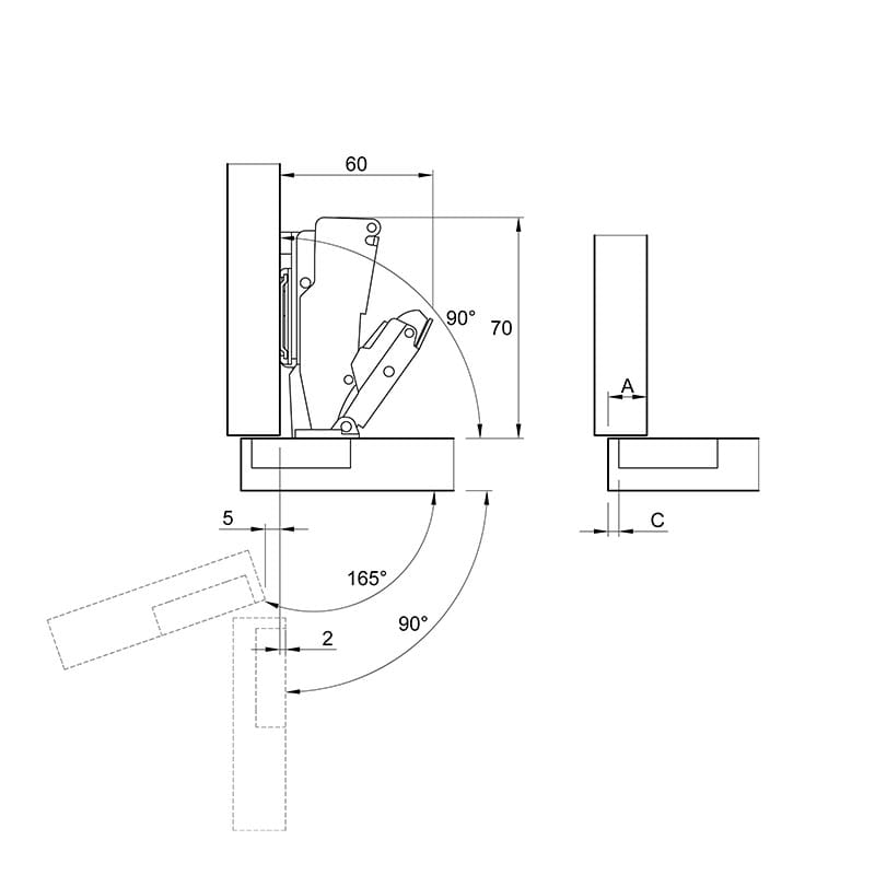 Петля Clip-On, 165°, трансформер, без пружини, никель, 3D Muller Profi Line Петля Clip-On, 165°, трансформер, без пружини, никель, 3D Muller Profi Line