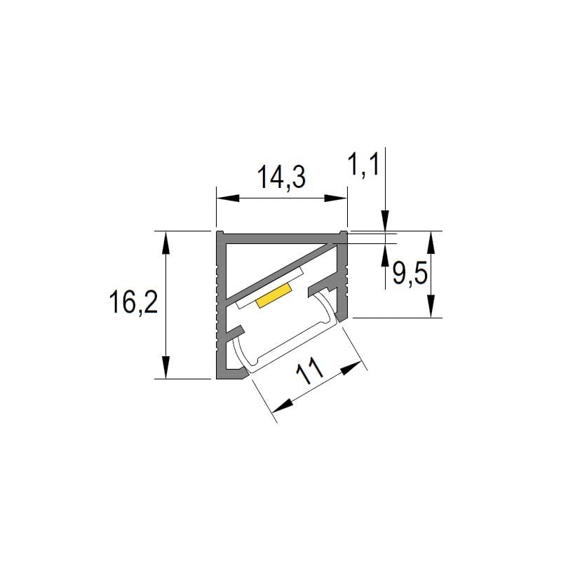 Профіль для LED-стрічки з молочною лінзою, STARLINE MICRO, L = 2м, алюміній, анодоване срібло Профіль для LED-стрічки з молочною лінзою, STARLINE MICRO, L = 2м, алюміній, анодоване срібло
