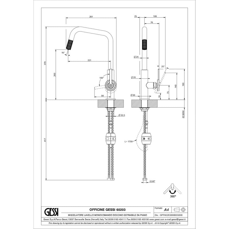 Смеситель для кухни Officine VOLANTINO Finox (60203149) Gessi