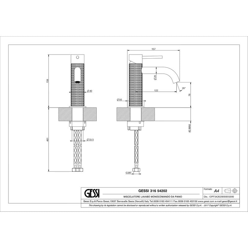 Змішувач для умивальника 316 Meccanica, Steel brushed (54202-239) Gessi