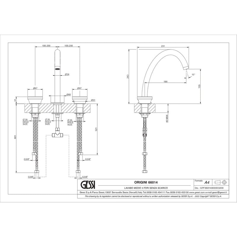 Змішувач для умивальника середній на 3 отвори Origini Black Metal Brushed PVD (66014707) Gessi Змішувач для умивальника середній на 3 отвори Origini Black Metal Brushed PVD (66014707) Gessi