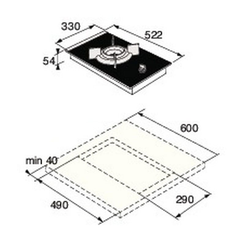Газова варильна поверхня HG1365GB чорний ASKO