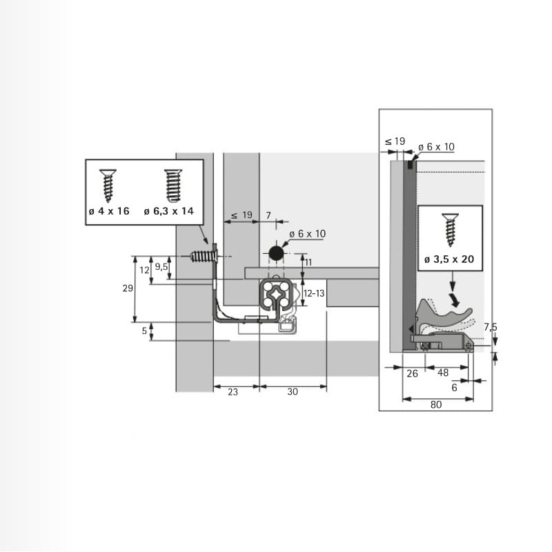 Quadro 25.P2O L=400 част.в. ліва, ДСП до 19 мм (9212723) Hettich Quadro 25.P2O L=400 част.в. ліва, ДСП до 19 мм (9212723) Hettich