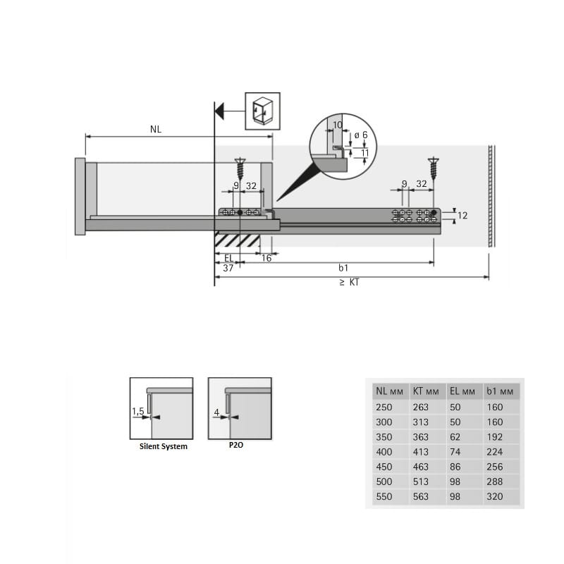 Quadro 25.P2O L=400 част.в. ліва, ДСП до 19 мм (9212723) Hettich Quadro 25.P2O L=400 част.в. ліва, ДСП до 19 мм (9212723) Hettich