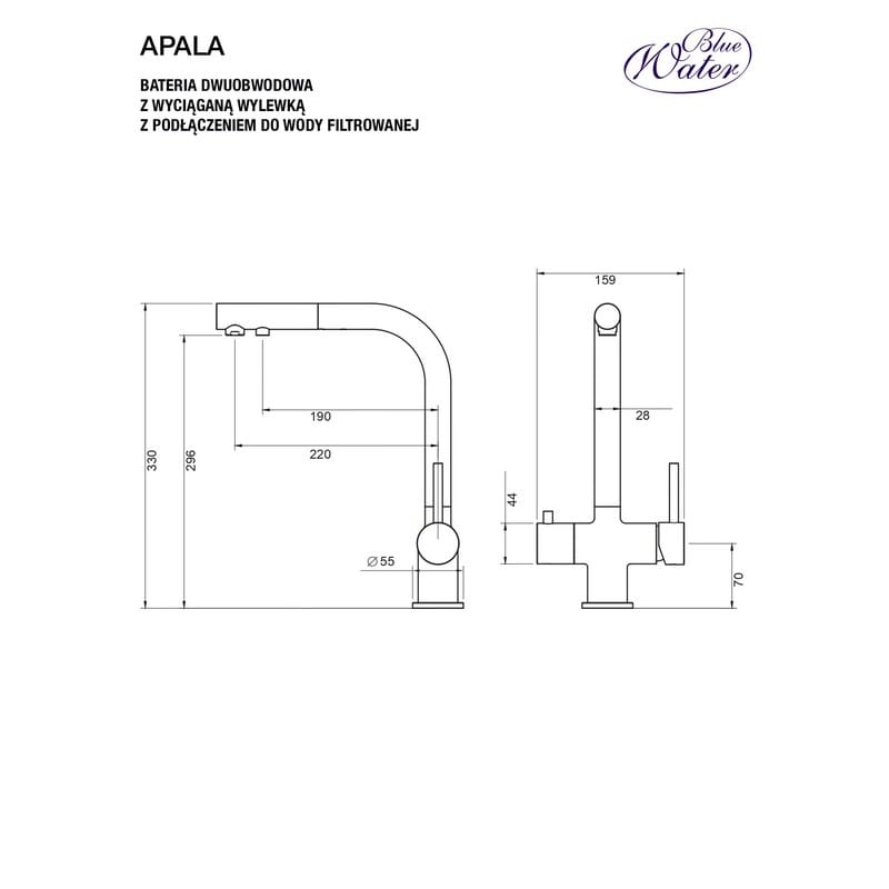 Змішувач APALA сталь Blue Water (5901730616248)