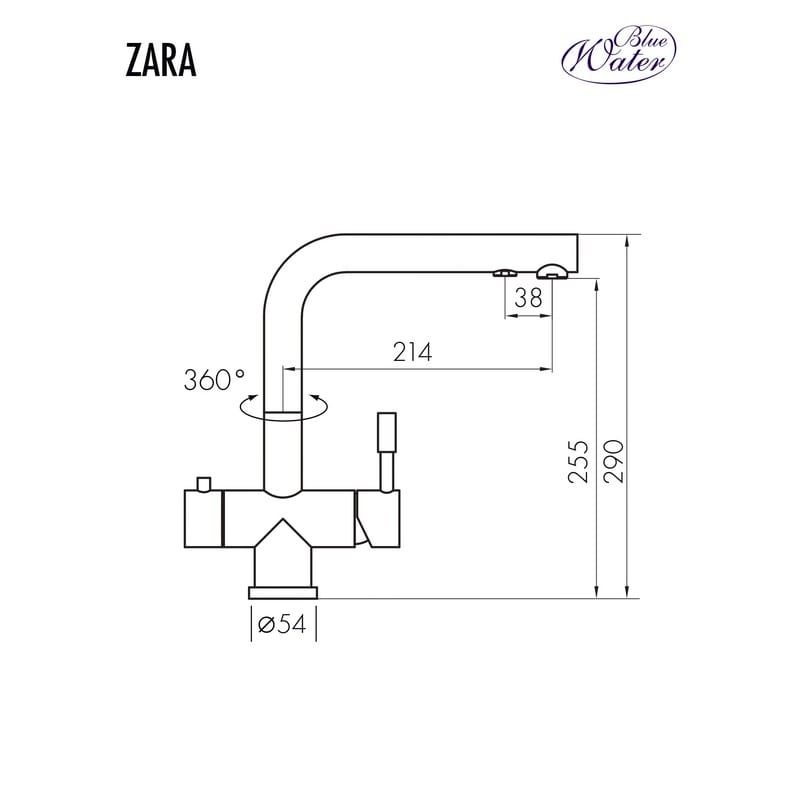 Змішувач ZARA нерж сталь Blue Water (5901730611298)
