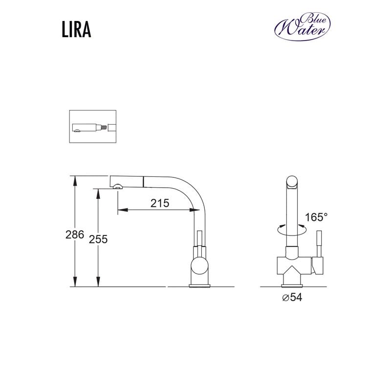 Змішувач LIRA антична латунь Blue Water (5901730615753)