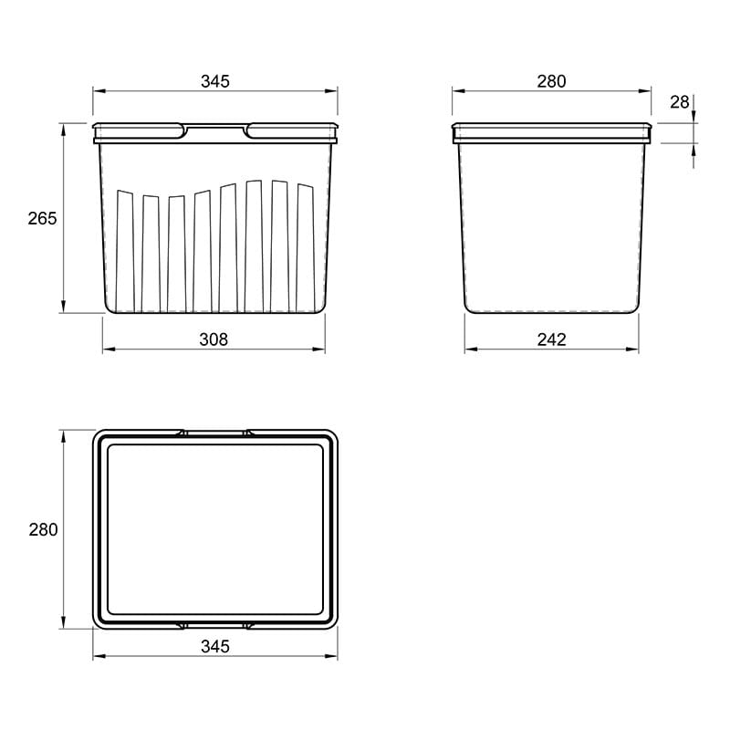 Система сортировки отходов Easy Fit для шухляд 600мм (15L+20L), Н=270мм, графит Muller Система сортировки отходов Easy Fit для шухляд 600мм (15L+20L), Н=270мм, графит Muller