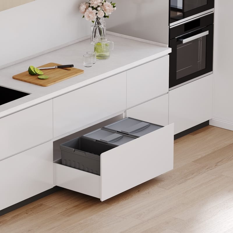 Система сортировки отходов Easy Fit для шухляд 800мм (2*15L+20L), Н=270мм, графит Muller Система сортировки отходов Easy Fit для шухляд 800мм (2*15L+20L), Н=270мм, графит Muller