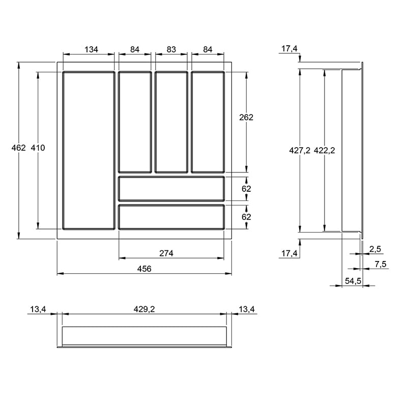 Організація OrgaTray 480 антрацит, пластик L=470 W=550 Atira (9202836) Hettich
