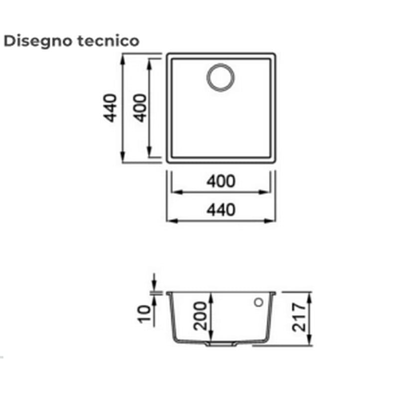 Мийка граніт Q 102 under top bianco antico 62 ELLECI