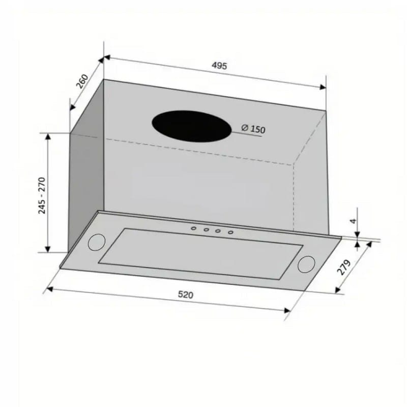 Вбудована витяжка PUNTO 520/279 IVG (1000) TRC MS VENTOLUX