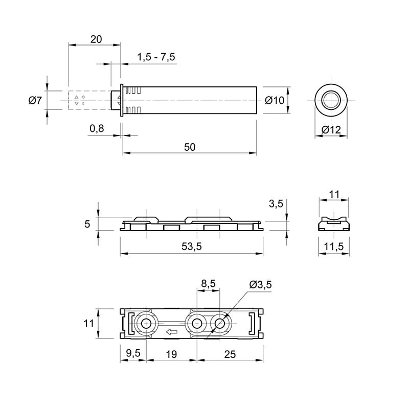 Механизм P2O PIN Strong, белый, накладной, короткий ход (9375927) Hettich 2.0 Механизм P2O PIN Strong, белый, накладной, короткий ход (9375927) Hettich 2.0