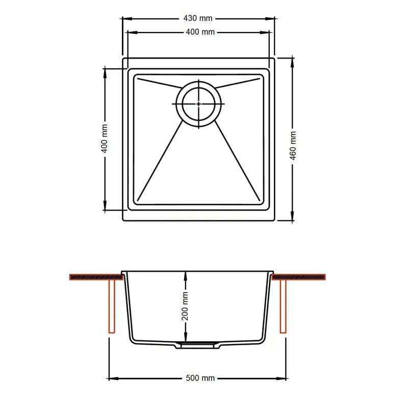 Мийка граніт Navio 43x46 Titanium Fabiano Мийка граніт Navio 43x46 Titanium Fabiano
