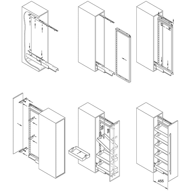 Карго-колона Aster NV 300мм графит 5 корзин 1450-1750 мм Muller