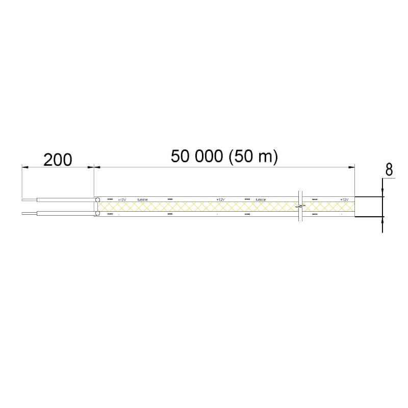 LED-стрічка COB FREE CUT, 400 LEDs /m, 10W, 12V, IP20, тепле світло, 3000К