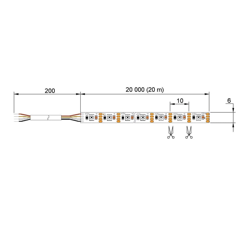 LED-стрічка адресна, 4040 SMD, 100 LEDs/m, 10W, 12V, IP20, RGB LED-стрічка адресна, 4040 SMD, 100 LEDs/m, 10W, 12V, IP20, RGB