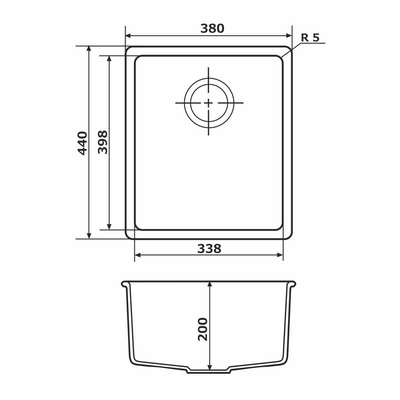 Мийка граніт UNDER TOP MINI terra (380*440mm.) Granado