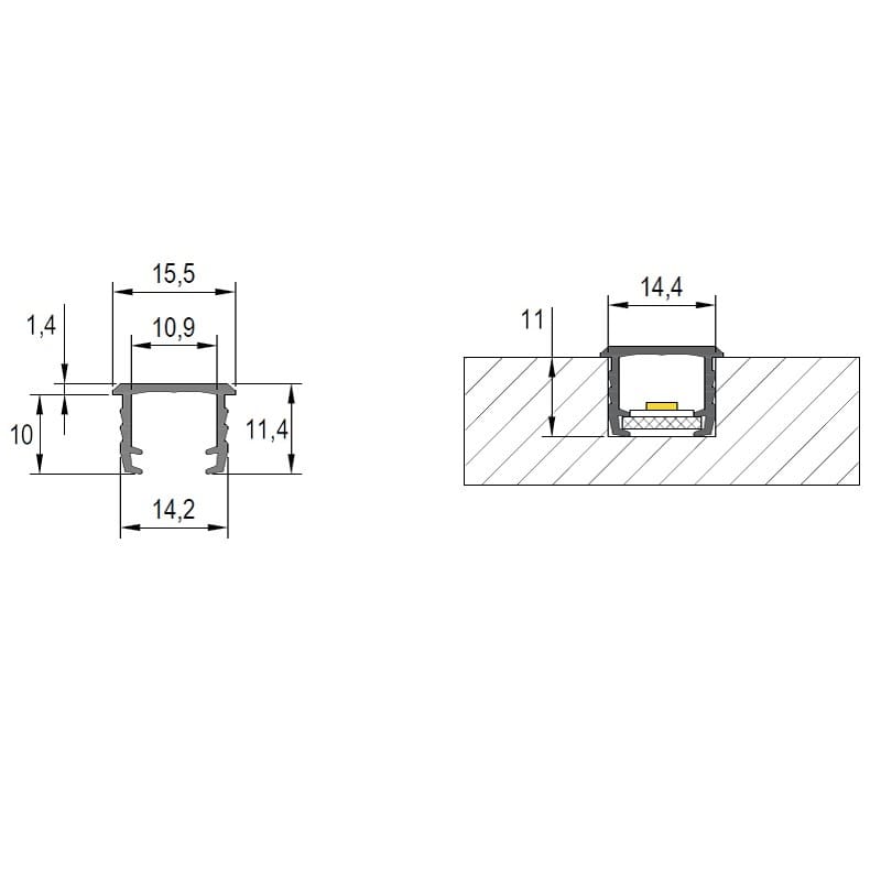 Комплект профиля INSIDE, L = 3 м, пластик, молочный Комплект профиля INSIDE, L = 3 м, пластик, молочный