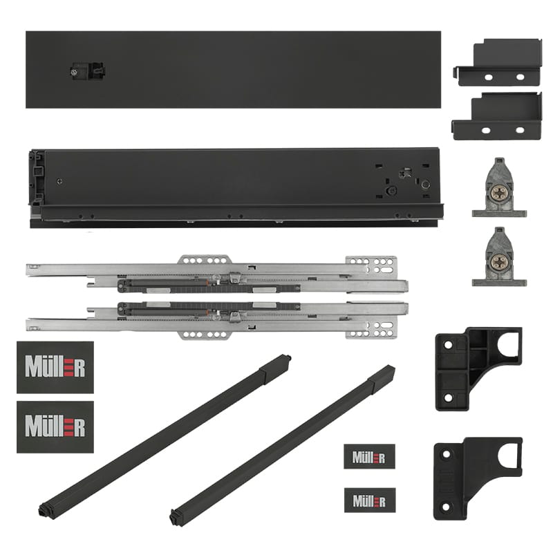 Комплект для шухляди Muller Box profi line 3D L=550 Н=95 (+1 релінг) антрацит Комплект для шухляди Muller Box profi line 3D L=550 Н=95 (+1 релінг) антрацит