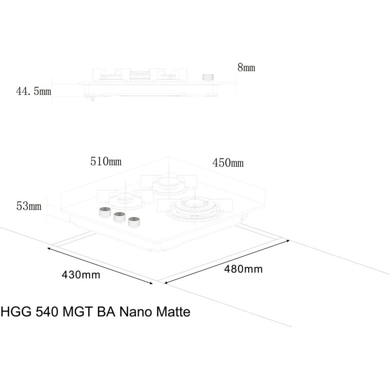 Газова варильна поверхня HGG 540 MGT BA Nano Matte Interline Газова варильна поверхня HGG 540 MGT BA Nano Matte Interline