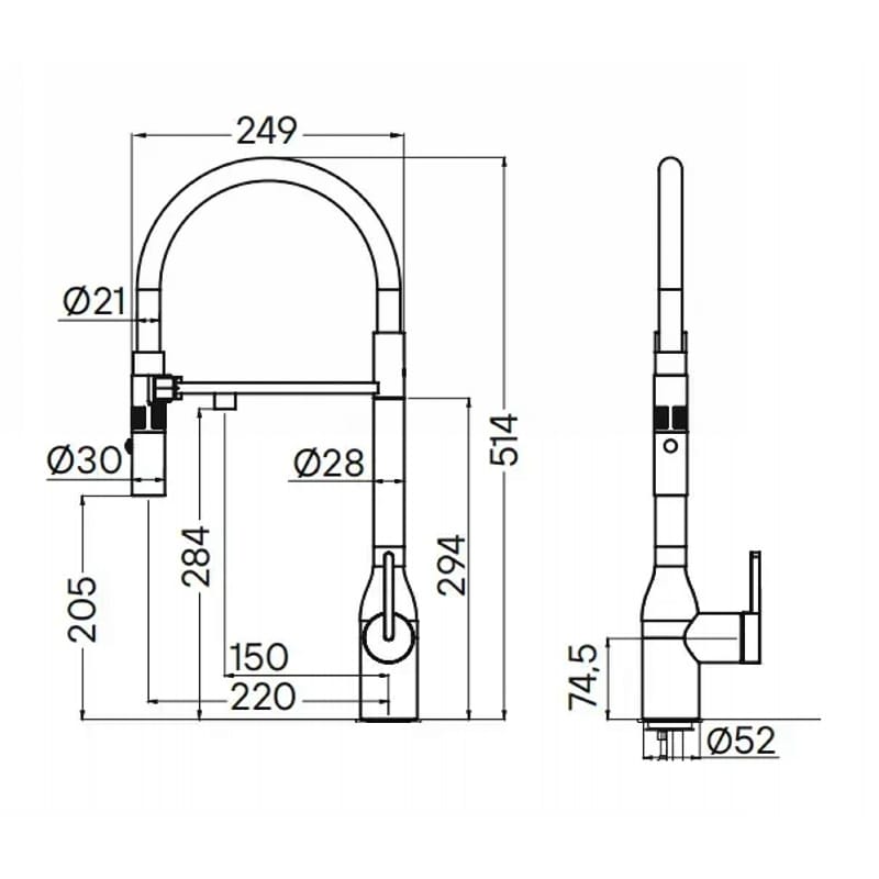 Змішувач комбінований FKM 3129 Black Steel Fabiano Змішувач комбінований FKM 3129 Black Steel Fabiano