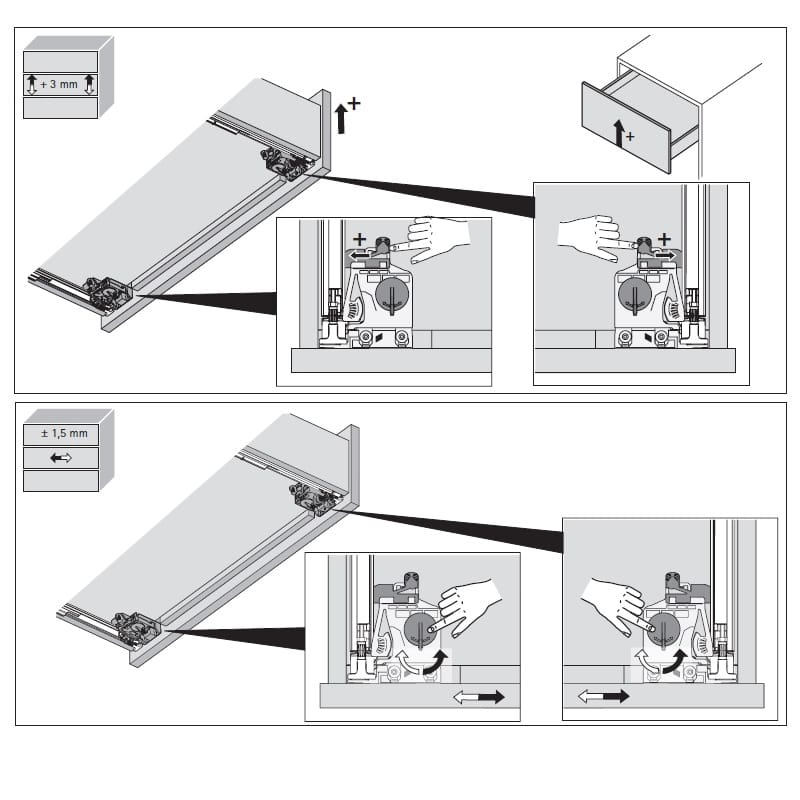 Напрямні прихованого монтажу Quadro V6 5D L=400 Silent System (дотяг) повн.в.,M (30кг) Hettich (к-т)