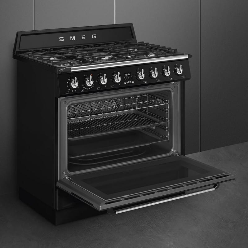 Варильний центр TR90GMBL 90 см чорний Smeg (VICTORIA) Варильний центр TR90GMBL 90 см чорний Smeg (VICTORIA)