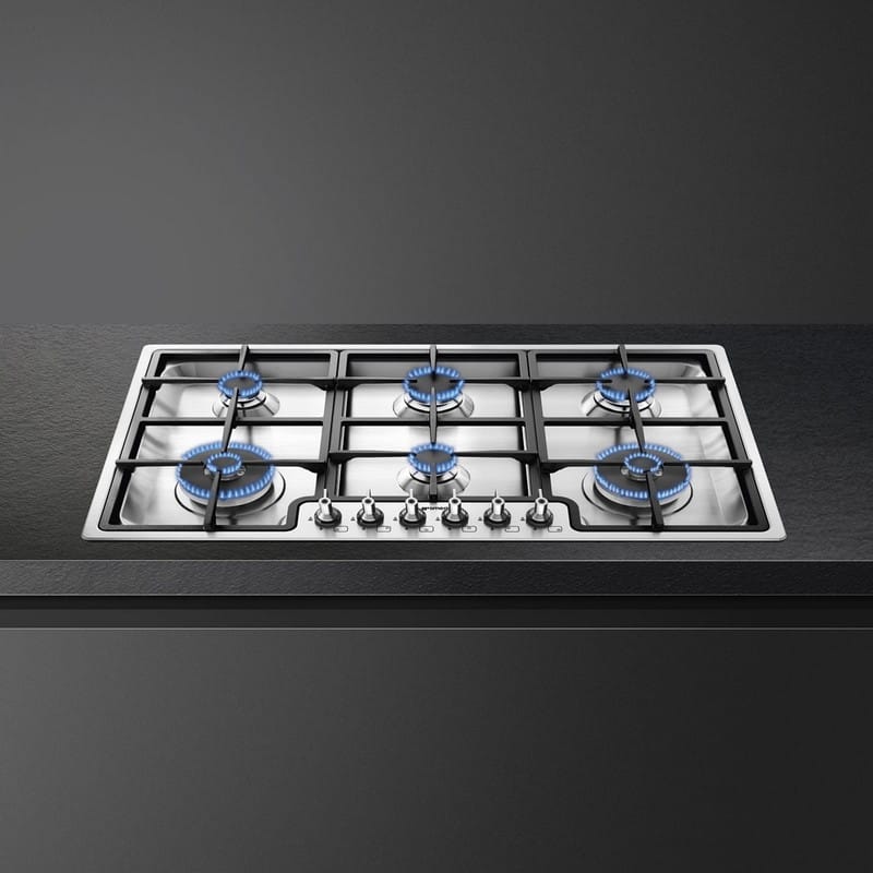 Газова варильна поверхня PGF962 нержавіюча сталь 87 см Smeg (CLASSICA)