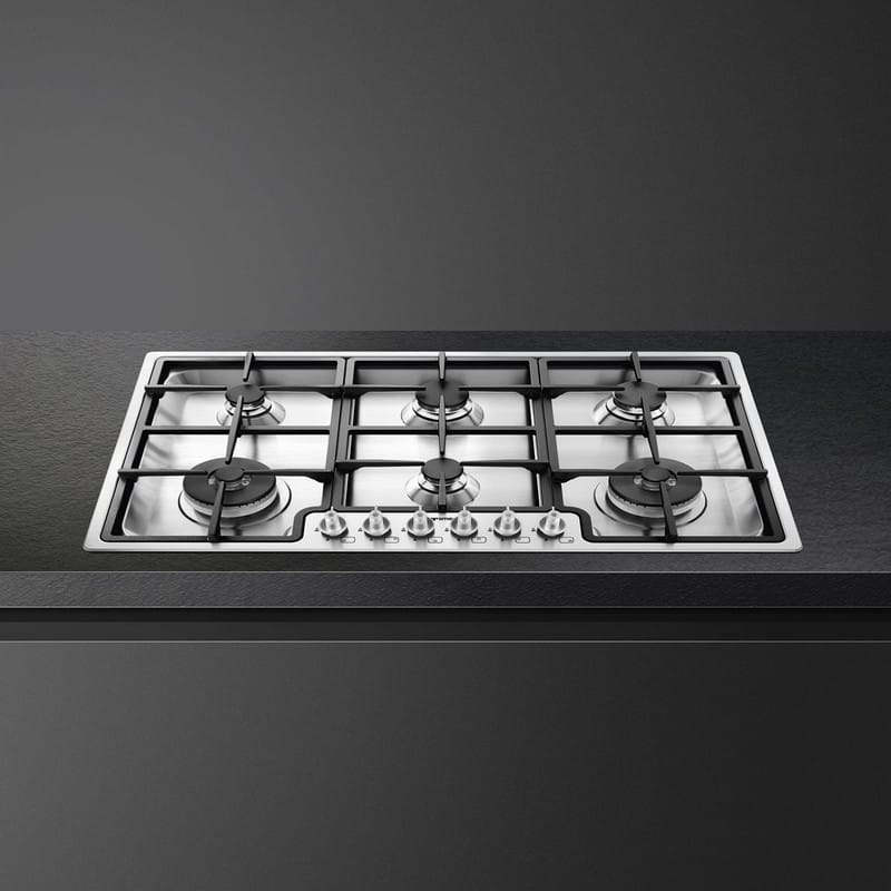 Газова варильна поверхня PGF962 нержавіюча сталь 87 см Smeg (CLASSICA)