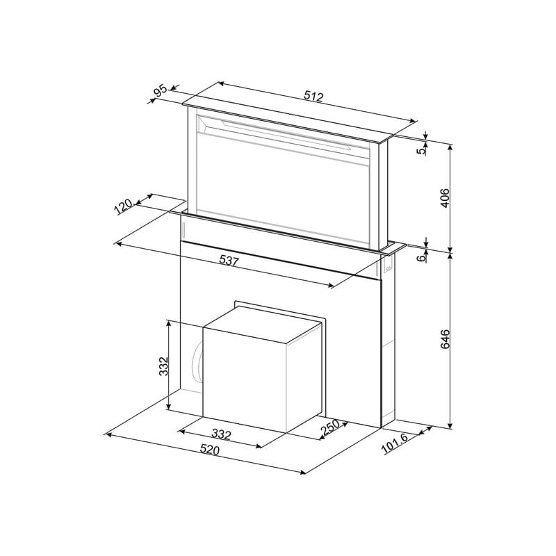 Витяжка вбудована в стільницю KDD60VXE-3 60 см Smeg (LINEA)
