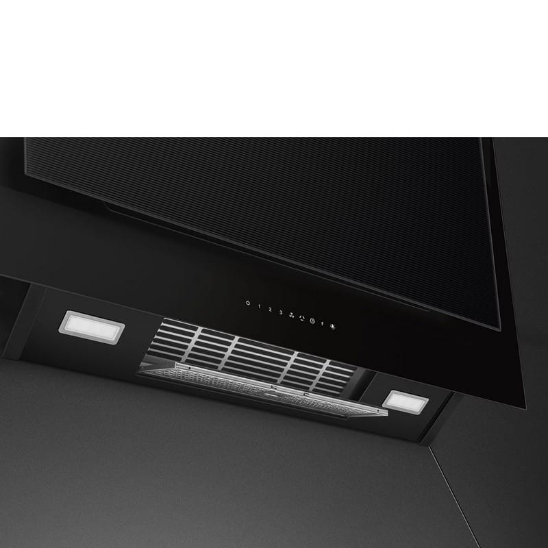 Витяжка пристінна KV194B3 90 см, AutoVent 2.0, чорний Smeg (LINEA) Витяжка пристінна KV194B3 90 см, AutoVent 2.0, чорний Smeg (LINEA)