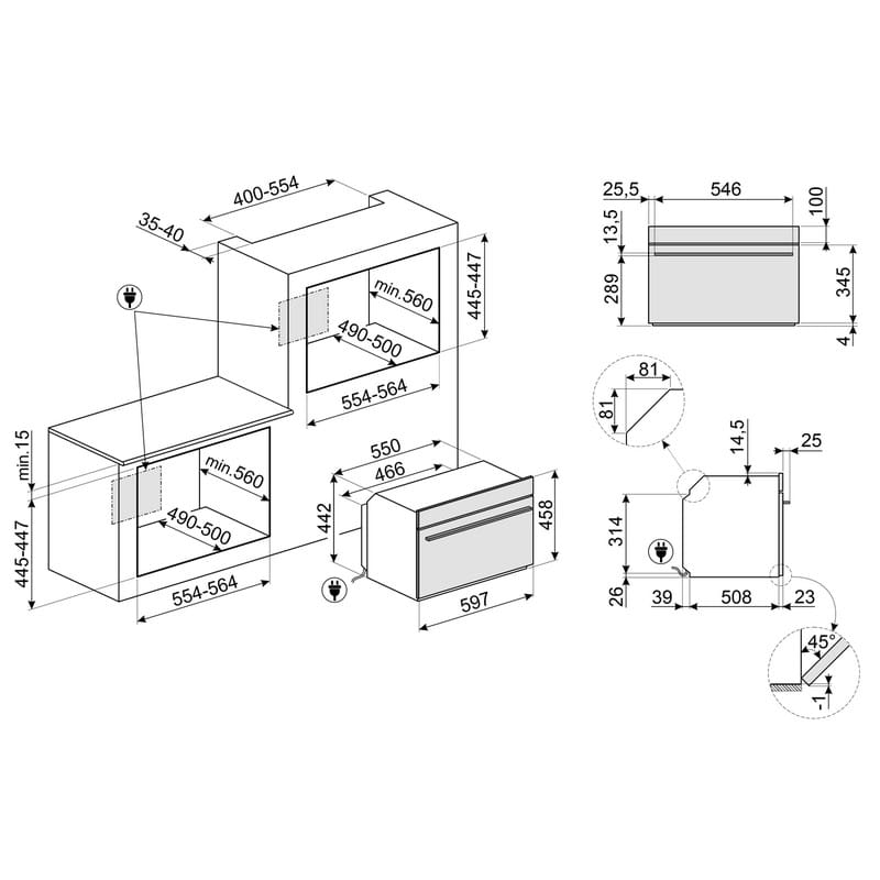 Компактна духова шафа SO4104M2PB3 з мікрохвилям Smeg (LINEA) Компактна духова шафа SO4104M2PB3 з мікрохвилям Smeg (LINEA)