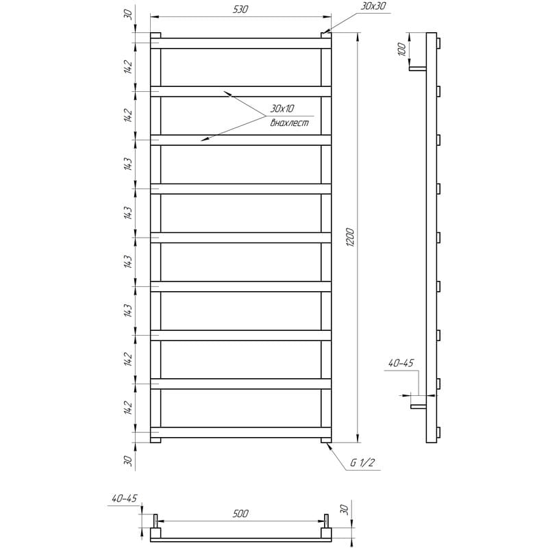 Рушникосушка Basis Light 800x530 Genesis AQUA
