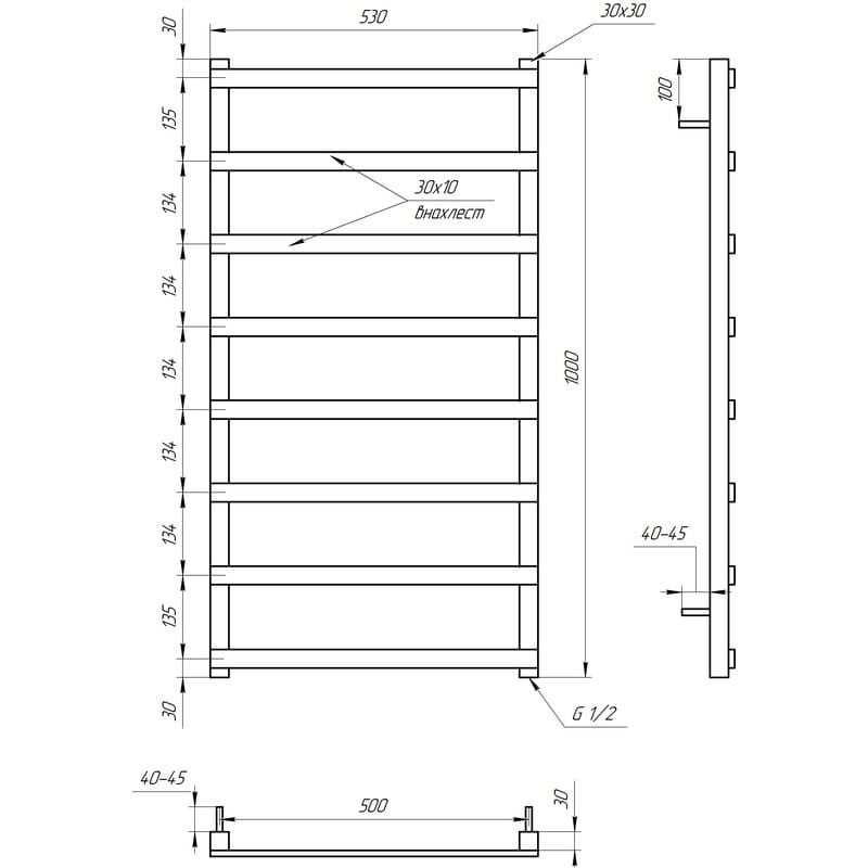 Рушникосушка Basis Light 800x530 Genesis AQUA