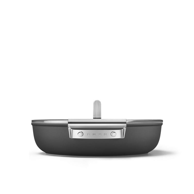 Сковорідка DPF2812BLM 28 см, кришка, керамічне покриття, чорний мат Smeg (50'S RETRO STYLE)