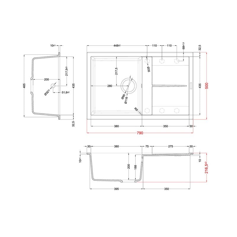 Мийка граніт UNICO 300 Nuvola 79 Elleci