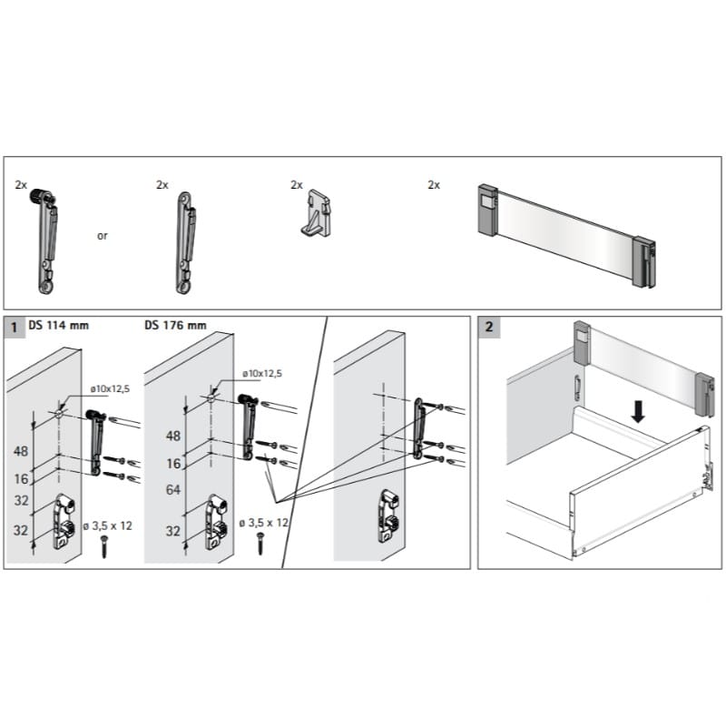 Комплект надставок DesignSide L=520мм Н=144мм, Atira серебро (9194802) Hettich Комплект надставок DesignSide L=520мм Н=144мм, Atira серебро (9194802) Hettich