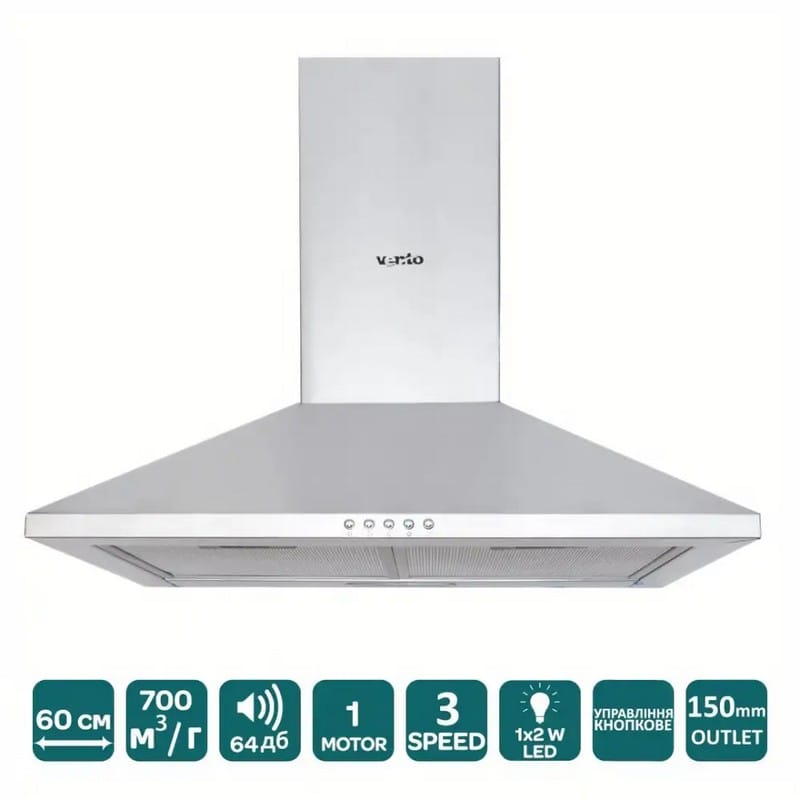 Пристінна витяжка MILANO 60 INOX (700) VENTOLUX Пристінна витяжка MILANO 60 INOX (700) VENTOLUX