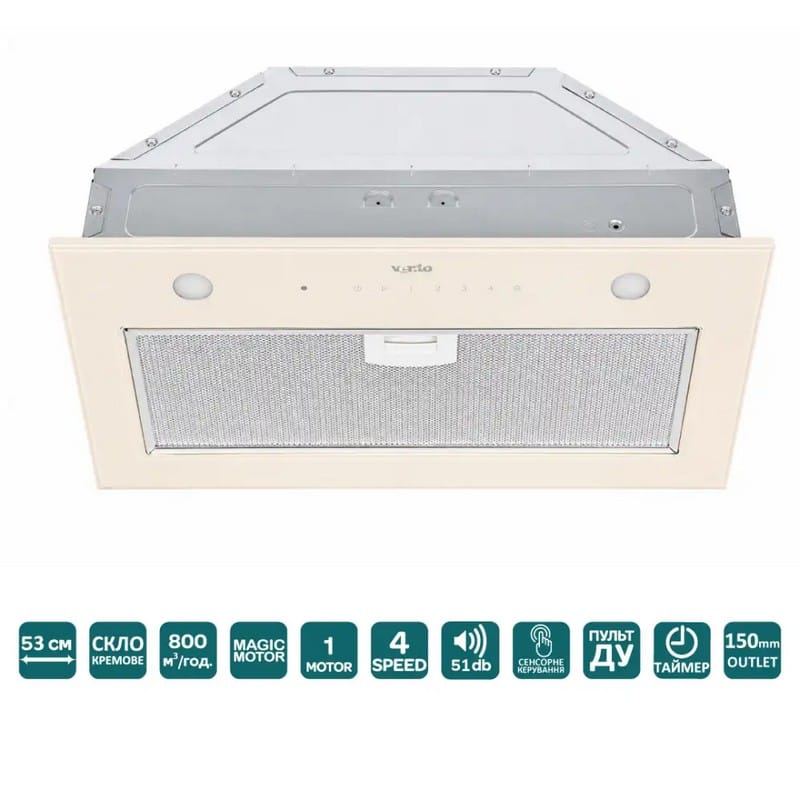 Вбудована витяжка PUNTO 530/275 IVORY (800) TRC MM VENTOLUX Вбудована витяжка PUNTO 530/275 IVORY (800) TRC MM VENTOLUX