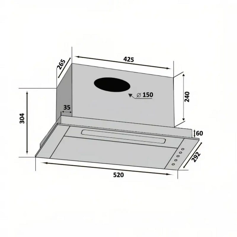 Вбудована витяжка PUNTO 52 BK (1200) ST MM BF VENTOLUX Вбудована витяжка PUNTO 52 BK (1200) ST MM BF VENTOLUX