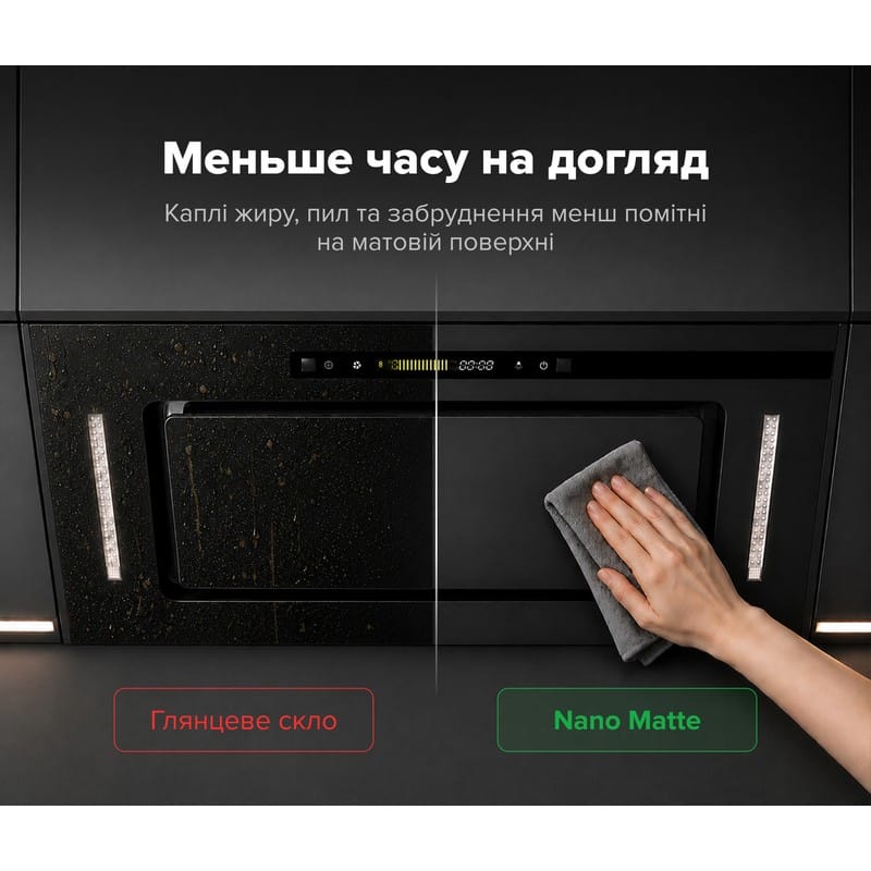 Витяжка вбудована JOLLY BL A/60/GL/K Nano Matte Interline