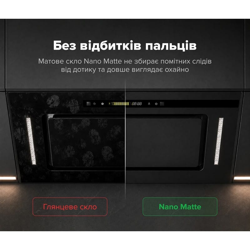 Витяжка вбудована JOLLY BL A/60/GL/K Nano Matte Interline