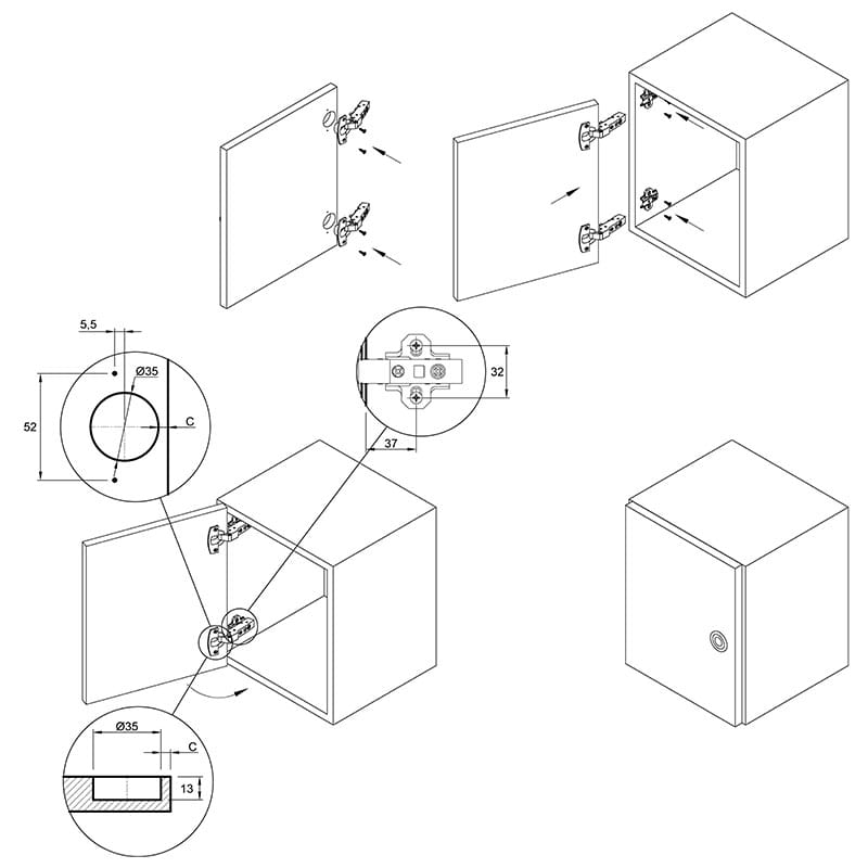 Петля Clip-on, 110°, Sensys 8675, полунакладная, без пруж., никель (9073663) Hettich