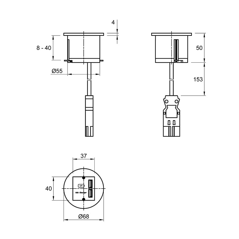 PIX розеточний блок, 1xUSB-модуль подвійний