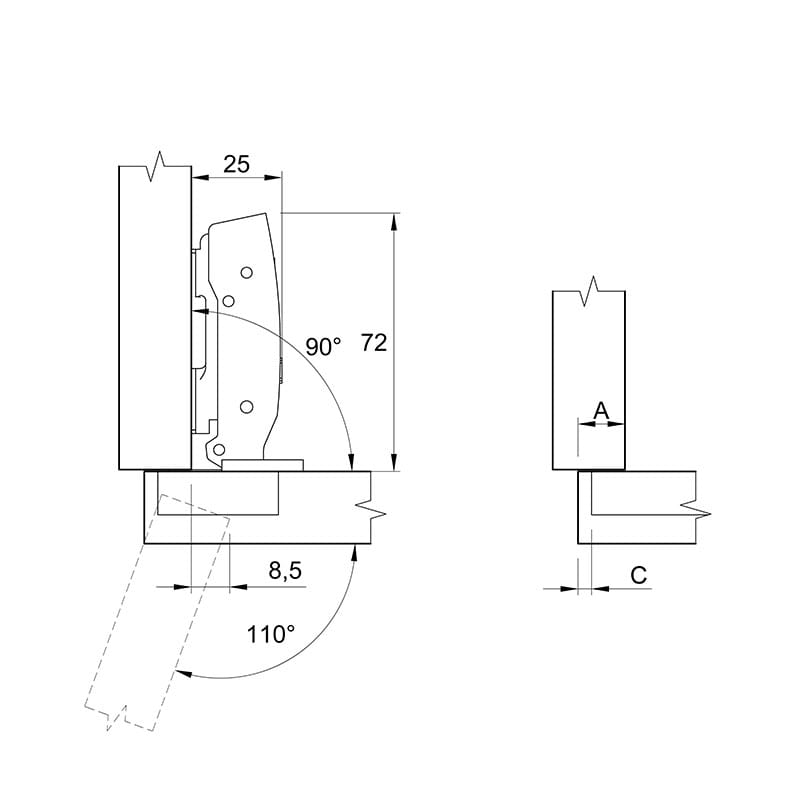 Петля Clip-on, 110°, Sensys 8645i, накладная, с доводч., черн. обсид. (9091738) Hettich Петля Clip-on, 110°, Sensys 8645i, накладная, с доводч., черн. обсид. (9091738) Hettich