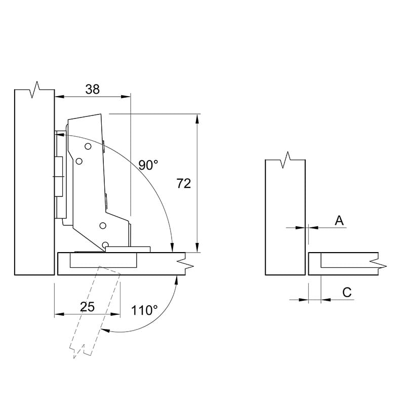 Петля Clip-on, 110°, Sensys 8646i, внутр., для тонк. фас. 10-19мм, с довод., никель(9094296) Hettich Петля Clip-on, 110°, Sensys 8646i, внутр., для тонк. фас. 10-19мм, с довод., никель(9094296) Hettich