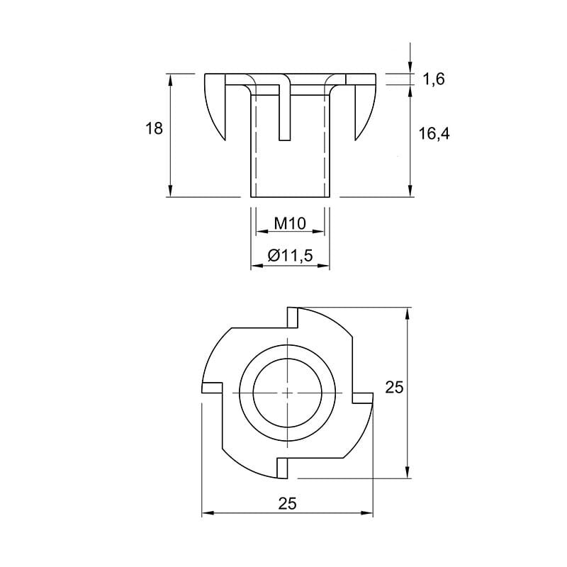 Муфта М10 L=16 D=12, забивна, наскрізна, цинк, нерозтискна, Siso Муфта М10 L=16 D=12, забивна, наскрізна, цинк, нерозтискна, Siso