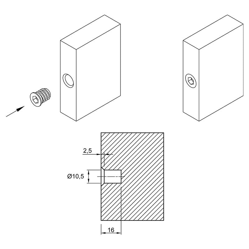 Муфта М8 L=15 D=10, угвинчувана, цинк, нерозтискна, (BU05) Permo Муфта М8 L=15 D=10, угвинчувана, цинк, нерозтискна, (BU05) Permo